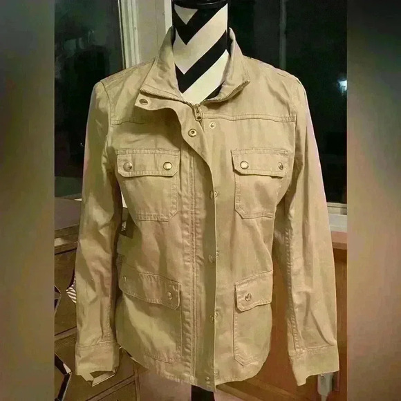 J. Crew 100% cotton, women’s beige storm, field jacket; size - Petite M - Picture 1 of 7